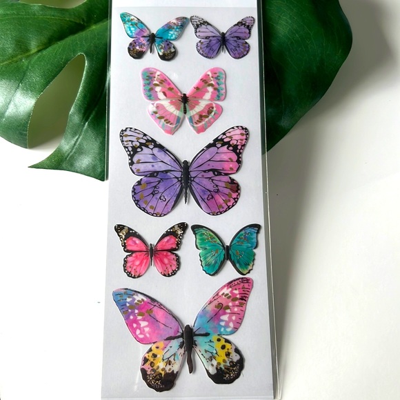 🆕 NEW 3D Self-Adhesive Butterfly Stickers with foil (7 pieces) - Picture 2 of 15